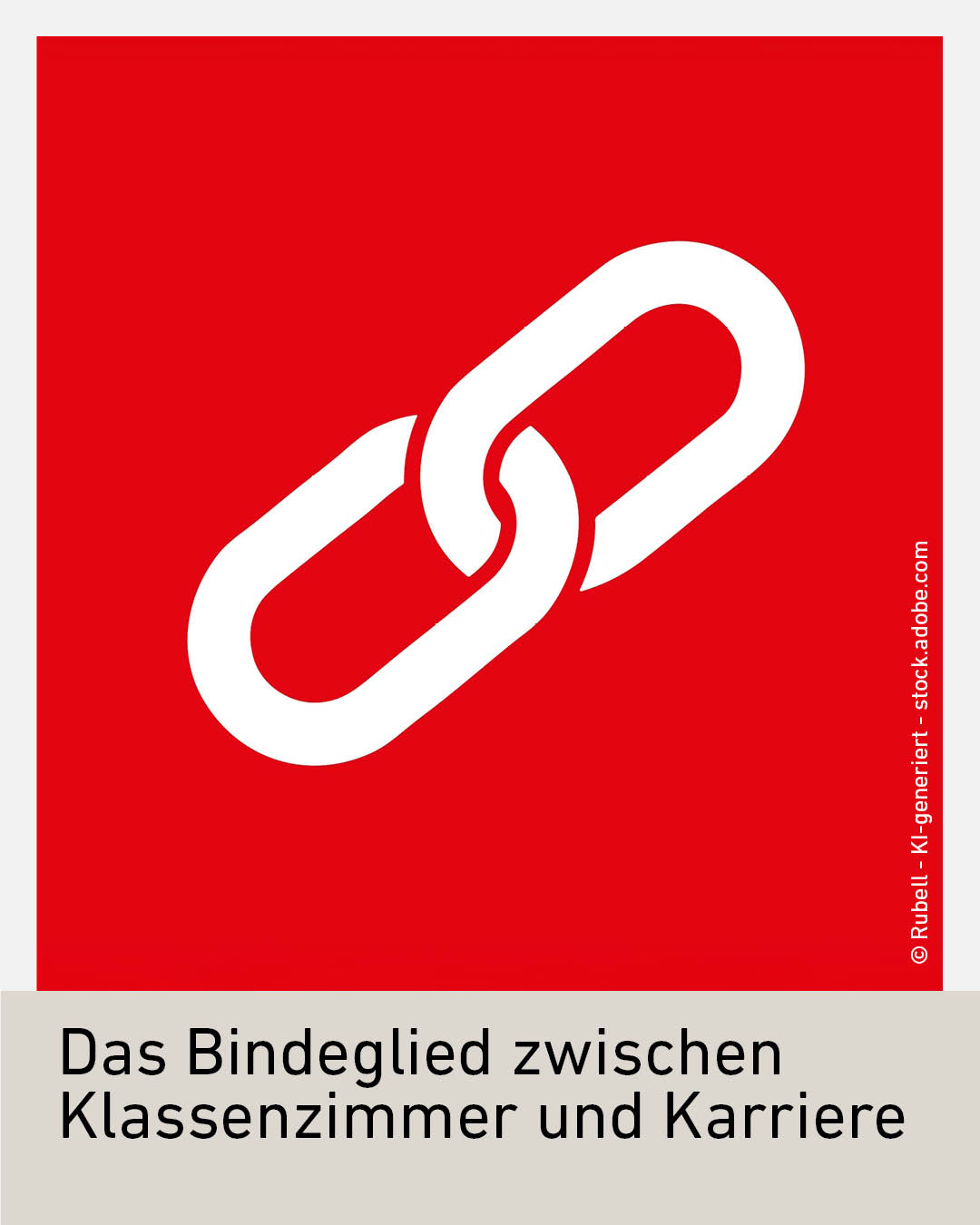 Symbolgrafik mit Kettenglied auf rotem Hintergrund als Visual f&uuml;r die Talent-Card Tirol &ndash; Bindeglied zwischen Klassenzimmer und Karriere, Berufsorientierung und Fachkr&auml;ftesicherung in Tirol