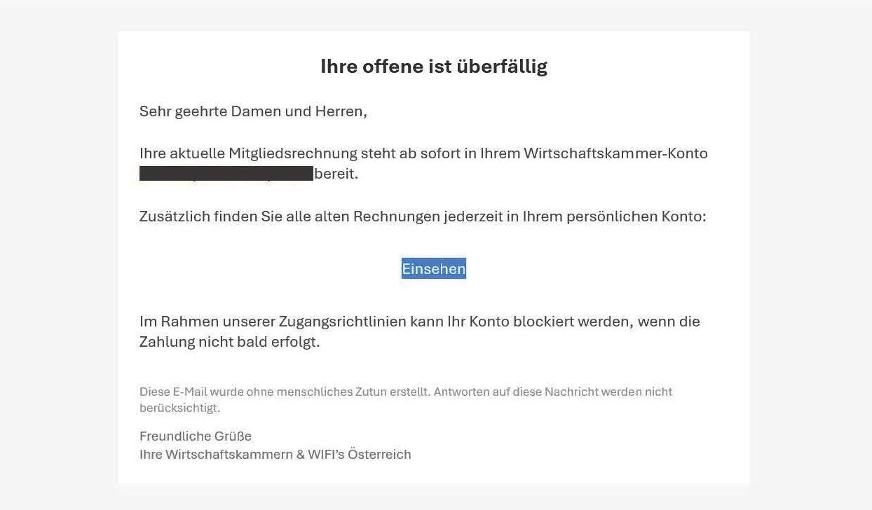 Beispiel Phishing Grundumlagemail