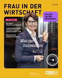 Frau l&auml;chelt von einem Magazin-Titelblatt