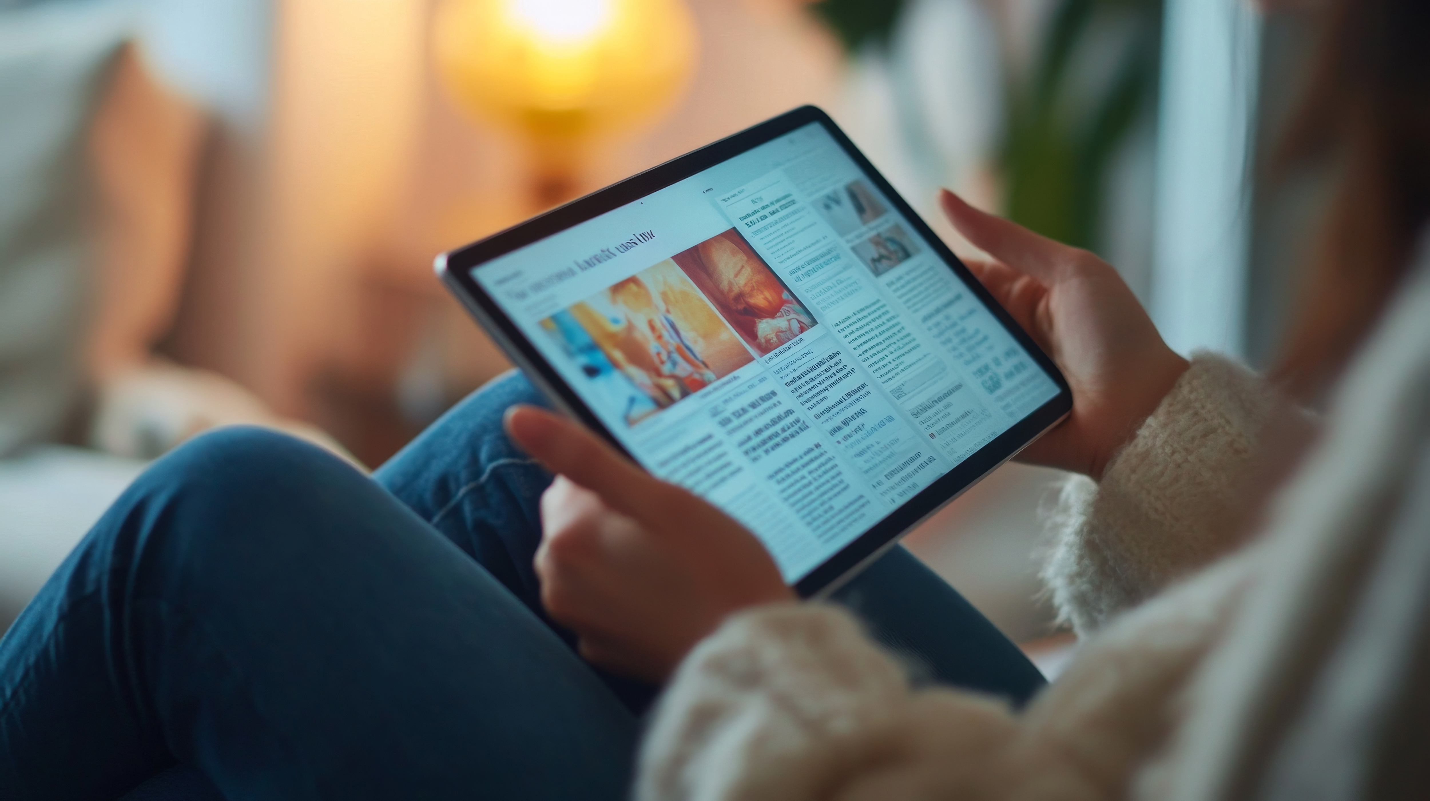 Zeitung lesen am Tablet, ki-generiert