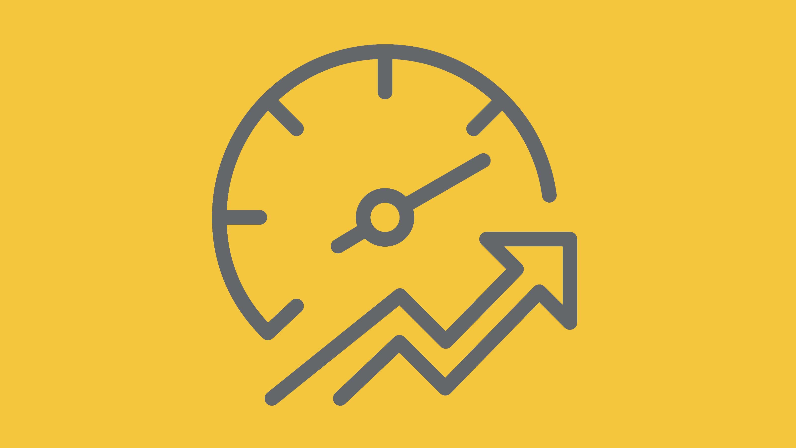 Icon mit einer Uhr und einem nach oben weisenden Pfeil