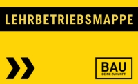 Schwarz-gelbe Grafik mit Schriftzug "Lehrbetriebsmappe"