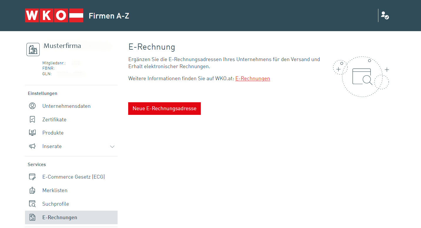 E-Rechnungsinfos bearbeiten
