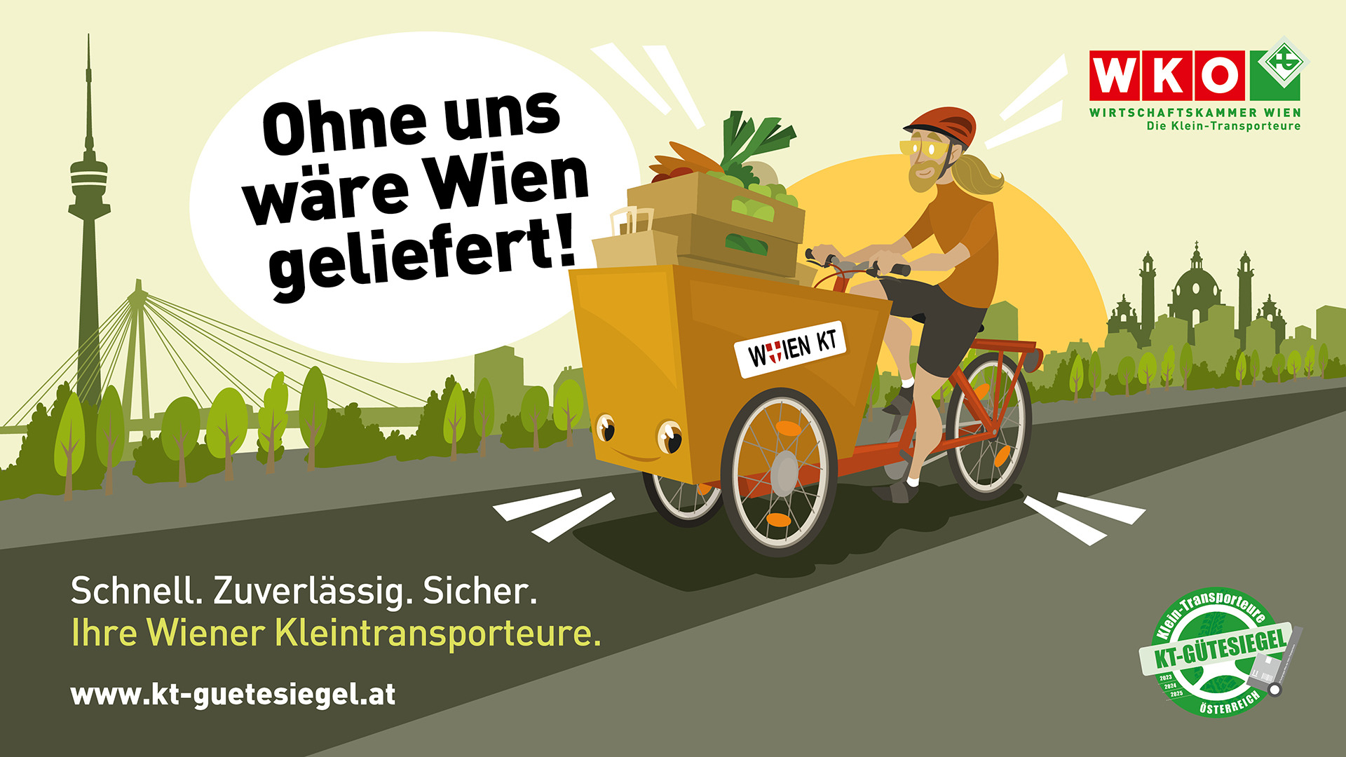 Social Media Sujets zur Kampagne "KT-Gütesiegel" der Fachgruppe der Kleintransproteure und der WKW 2023